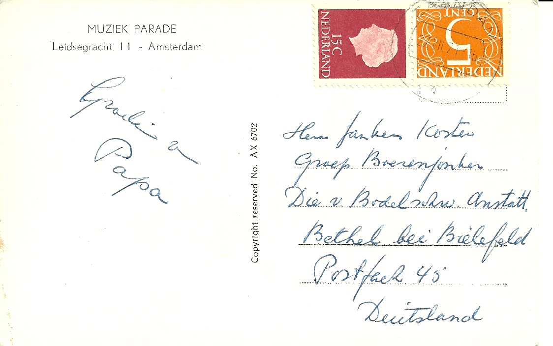 Briefkaart verzonden van Zaandam naar Bethel (Dld) op 27 juli 1971. Papier D, drukrichting A, dus afkomstig uit Pb10a.